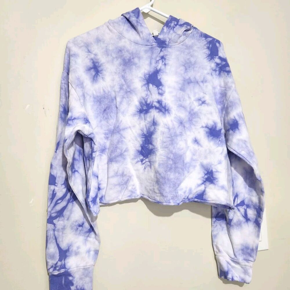 Caution to the Wind Crop Sweater Size Medium Tie Dye Purple Color NEW